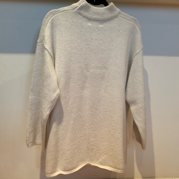 Cream angora hi-low mock turtleneck sweater - Picture 3 of 5
